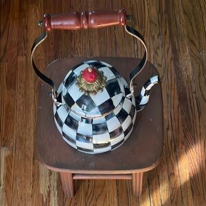 MacKenzie-Childs Black and White Checkered Decor Teapot